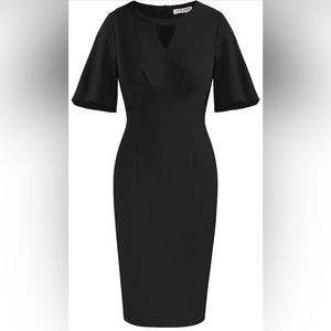 Kate Kasin Women Dressy Short Sleeve Keyhole Sheath Dress Formal Pencil Dress.